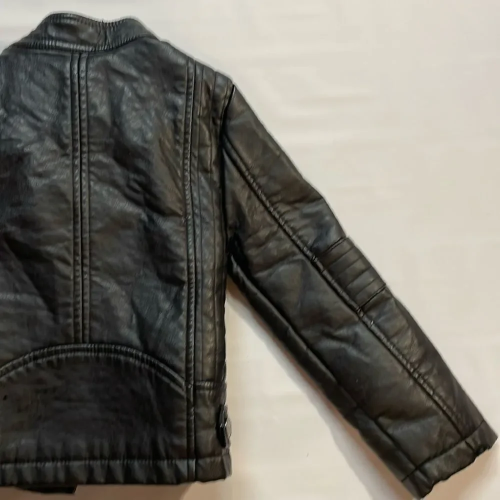 Urban Republic Girls Black Faux Leather Moto style Jacket Size 4
